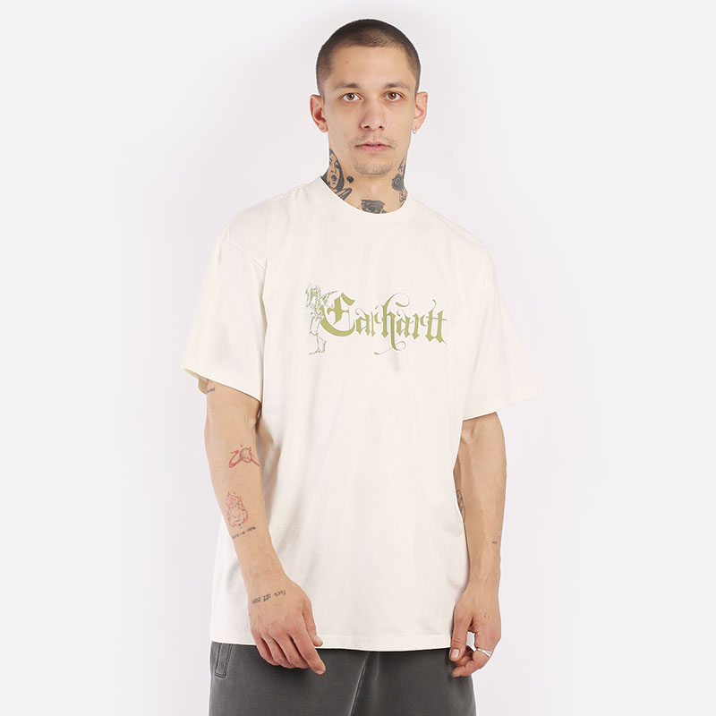 мужская бежевая футболка Carhartt WIP S/S Scribe T-Shirt I031759-wax - цена, описание, фото 1